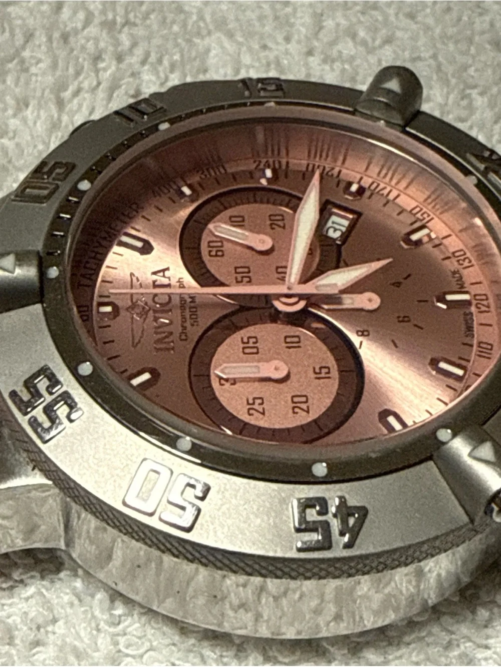 Invicta Men’s Subaqua Model 1383 Rose Pink Chronograph Stainless Steel Watch